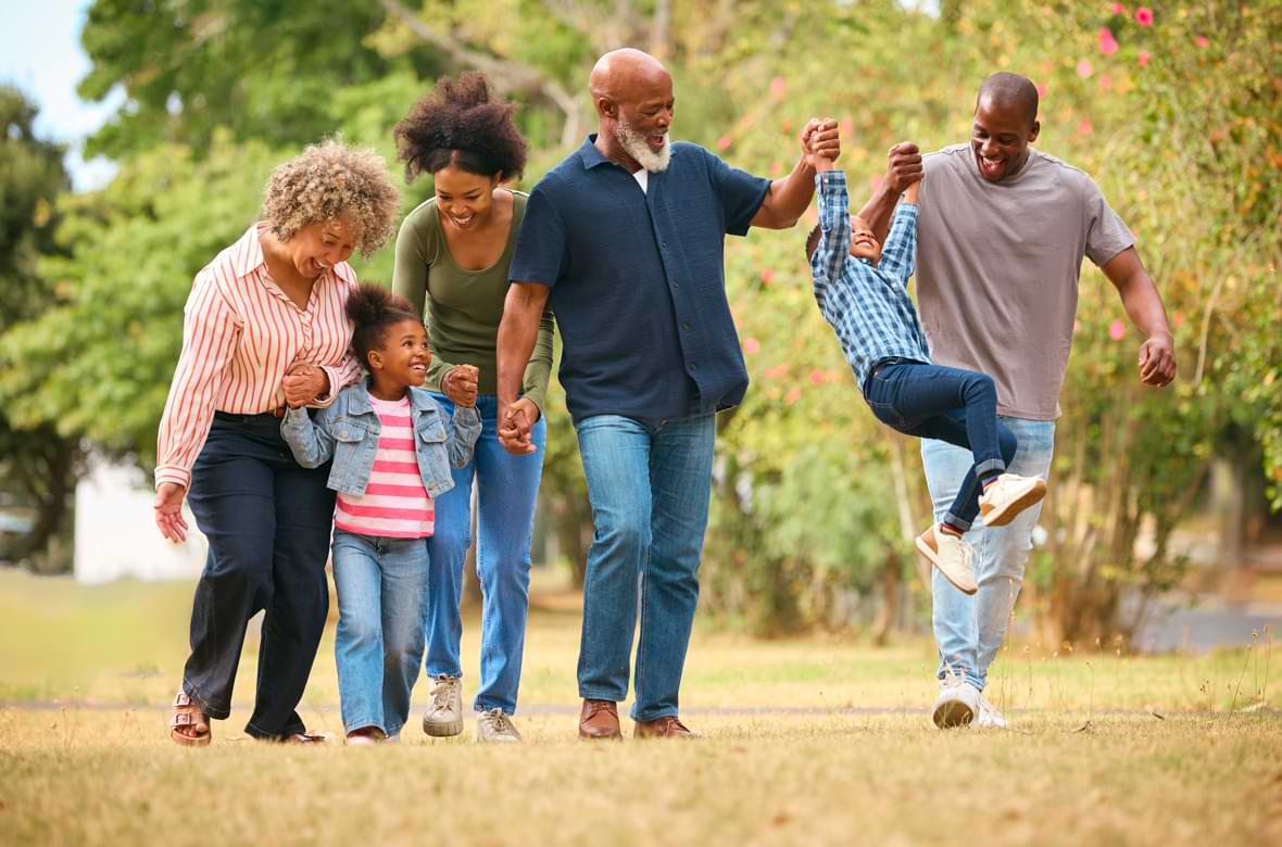A family walking in a park A family walking in a park